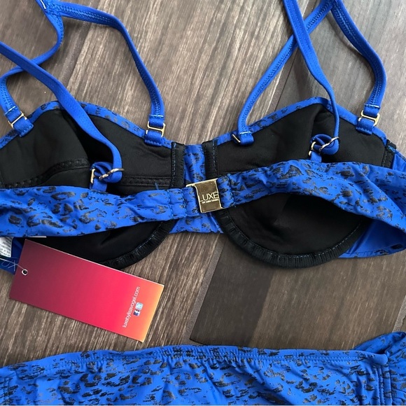 NWT LUXE by Lisa Vogel Blue Animal Print Bikini Swimsuit Sz 6 - Picture 5 of 9